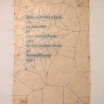 Close-up of finished pressed page. Laser cut text pressed within 5 layers of bio-paper to form one large single sheet.