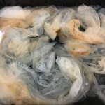 A collection of processed bio-paper sheets waiting for pressing.