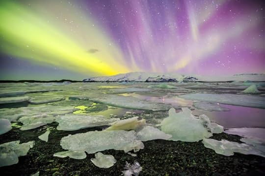 Northern Lights at Jokulsarlon Glacier Lagoon, Iceland.