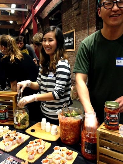Perennial festival favorite -- Choi's Kimchi. Co-owner Matt Choi on the right and family and business friend Moah Son on the left. Matt's mom Chong -- co-owner of this business stopped by for a minute but she'd been up the night before until 4am making kimchi so she was a little tired. Matt was on last year's and this year's Panel of Fermentation Experts. 