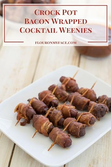 Crock Pot Bacon Wrapped Cocktail Weenies recipe via flouronmyface.com #crockpotrecipes