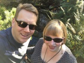 Glenn and I sharing some rare November sunshine at Bellevue Botanical Garden