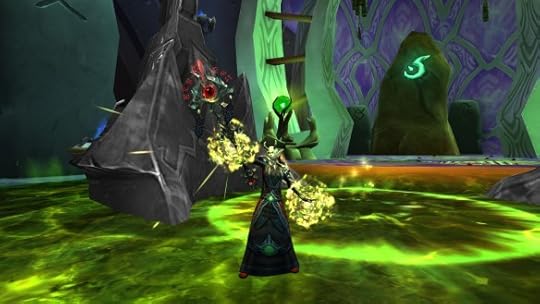 My warlock wielding the Scepter of Sargeras in World of Warcraft: Legion
