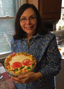 Carrie with 7-layer salad