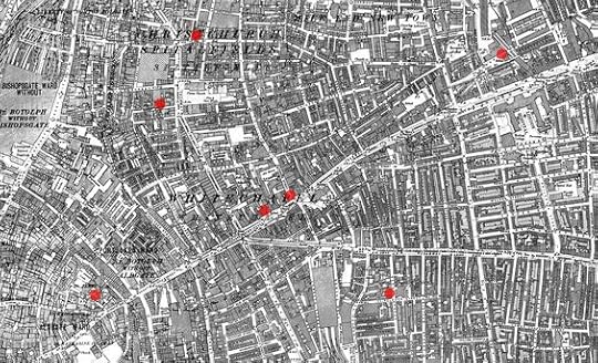 Map of Whitechapel and Spitalfields - note the presence of a manufacturing factory on White Lion Street. I decided to set my fictional Larker Factory there.: 