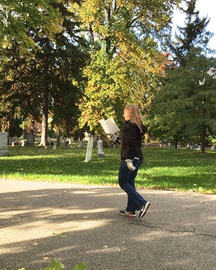 She reads while she walks