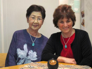 Sachiko Yasui and Caren Stelson at their first meeting. Nagasaki, 2010