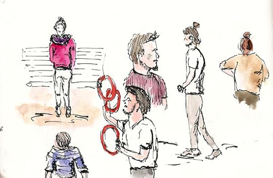 I switched to a Duke 209 (fude pen) and waterproof ink. I struggle with fude pens but wanted to give them another try. Color was added after the fact and in somewhat haphazard fashion I confess.