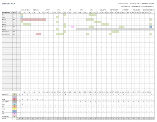 Weekplanner voor je vakantieplanning