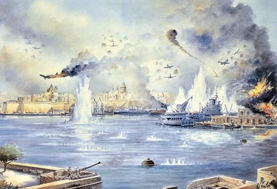 HMS Illustrious at Malta 1941 by Edwin Galea