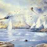 HMS Illustrious at Malta 1941 by Edwin Galea