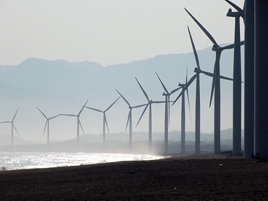 beach wind farm bangui by sonnydelrosario. Public domain via Pixabay.