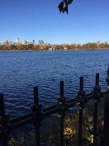 Looking across the reservoir at two of the pump houses