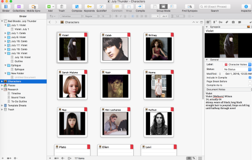 Character Board in Scrivener