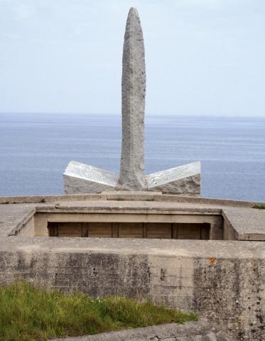 The Ranger Monument at Pointe du Hoc in France. Credit: abmc.gov