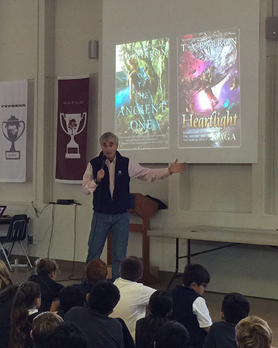 Presenting at a school in Portola Valley, CA.