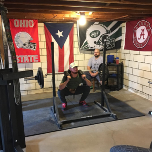 Mr. Miyagi testing out the new Safety Squat Bar