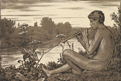 The wanderer stops to take respite as he roams about.