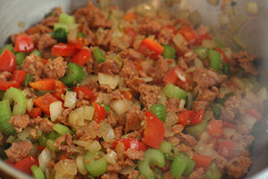 andouille sausage bell peppers celery onion