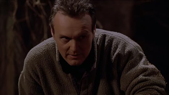 Giles has ditched his glasses and his tweed, and he's wearing a pilled-up fleece jacket.
