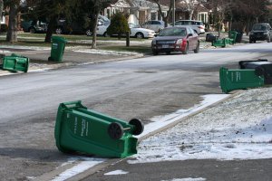 Garbage pickup day in winter