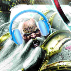 Space Wolf with headphones on