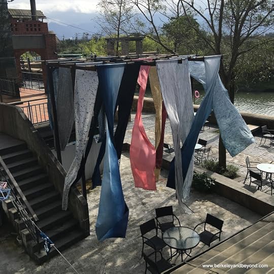 drying indigo fabric at National Center for Traditional Arts in Yilan, Taiwan