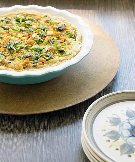 Mashed Potato Crusted Butternut Squash, Brussels Sprouts, and Tofu Pie