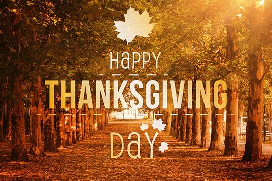 Happy thanksgiving against autumn scene