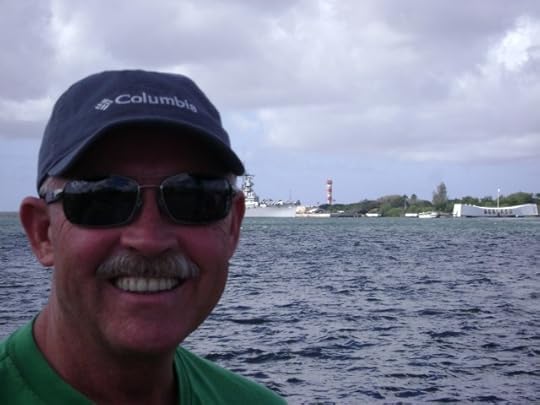 photo of author with pearl harbor in background