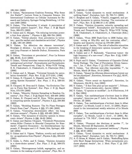 The second half of the 71 references, each authored or coauthored by Serge Galam, in Serge Galam's review article on Galam models.