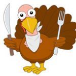 turkey with knife and fork thanksgiving day clipart