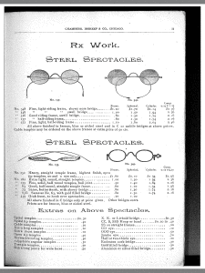 A page from the 1895 eyewear catalog
