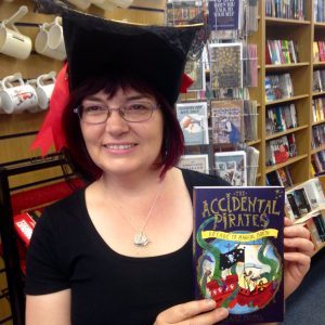 Doing my best pirate impression at Wellfield Books