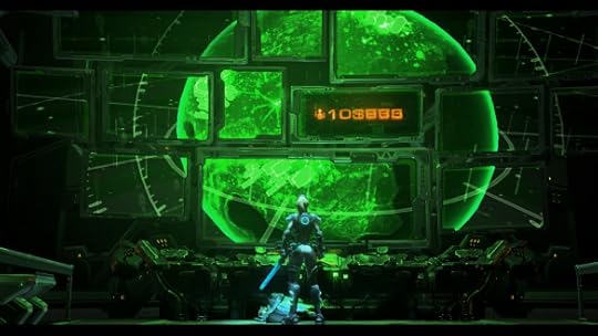 A cutscene from StarCraft II's Nova Covert Ops DLC