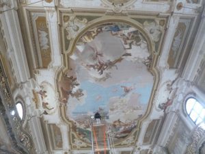 Tiepolo fresco under restoration, ballroom of Villa Pisani.