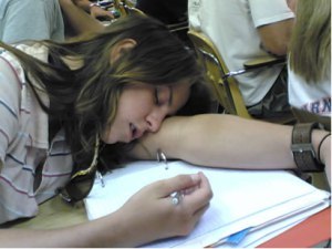 Girl Sleeping during Exam