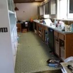 removed the doors from the left cabinets and painted it crisp white