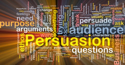 Persuasion background concept glowing