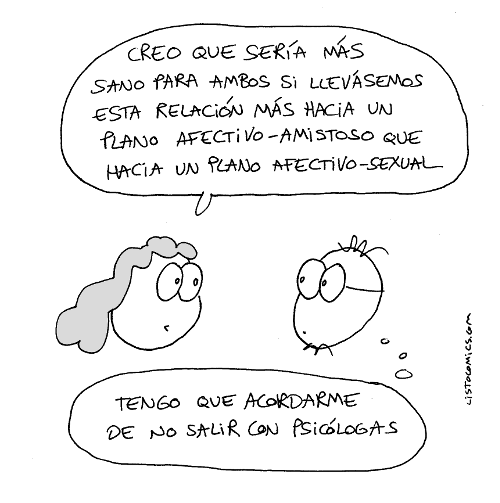 Viñeta de humor gráfico sobre el romper por lo sano.