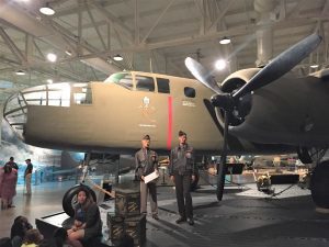 US B-25 Mitchell medium bomber as used in the Doolittle carrier raid on Tokyo on 18 April 1942. Diorama at the Pacific Aviation Museum. (Photo: Sarah Sundin, 7 Nov 2016)