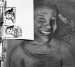 Charcoal Self-Portrait Drawing, by a student at Millis High School