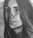 Charcoal Self-Portrait Drawing, by a student at Millis High School