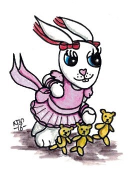Wilma Bunny And the Tiny Teds Sketch Card