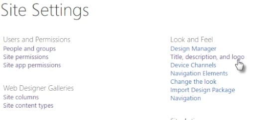 Site Settings page
