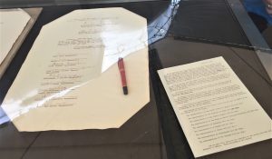 Replicas of the Japanese surrender documents signed aboard USS Missouri on 2 September 1945. Pearl Harbor, Hawaii (Photo: Sarah Sundin, 7 Nov 2016)