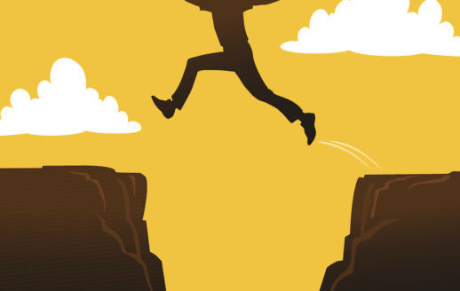 Person Jumping Over the Gap