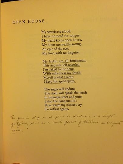 A picture of a Theodore Roethke Poem with handwritten notes