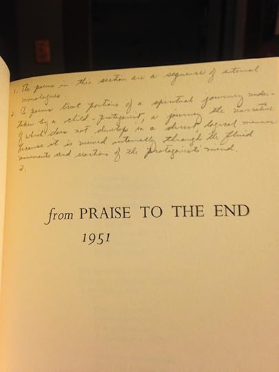 A picture of a Theodore Roethke Poem with handwritten notes