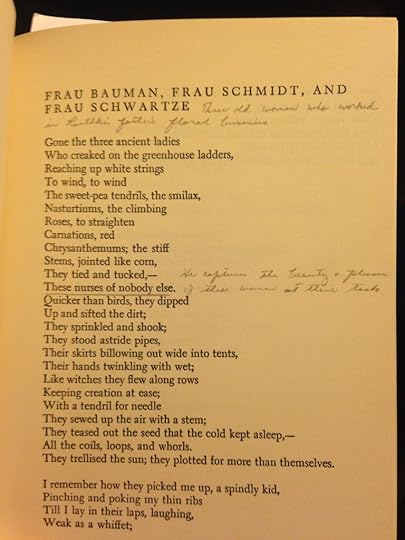 A picture of a Theodore Roethke Poem with handwritten notes